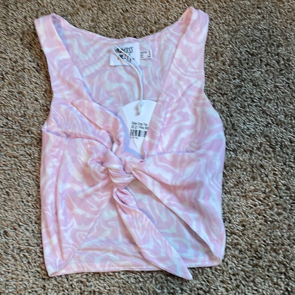 Princess Polly pink zebra print tie top